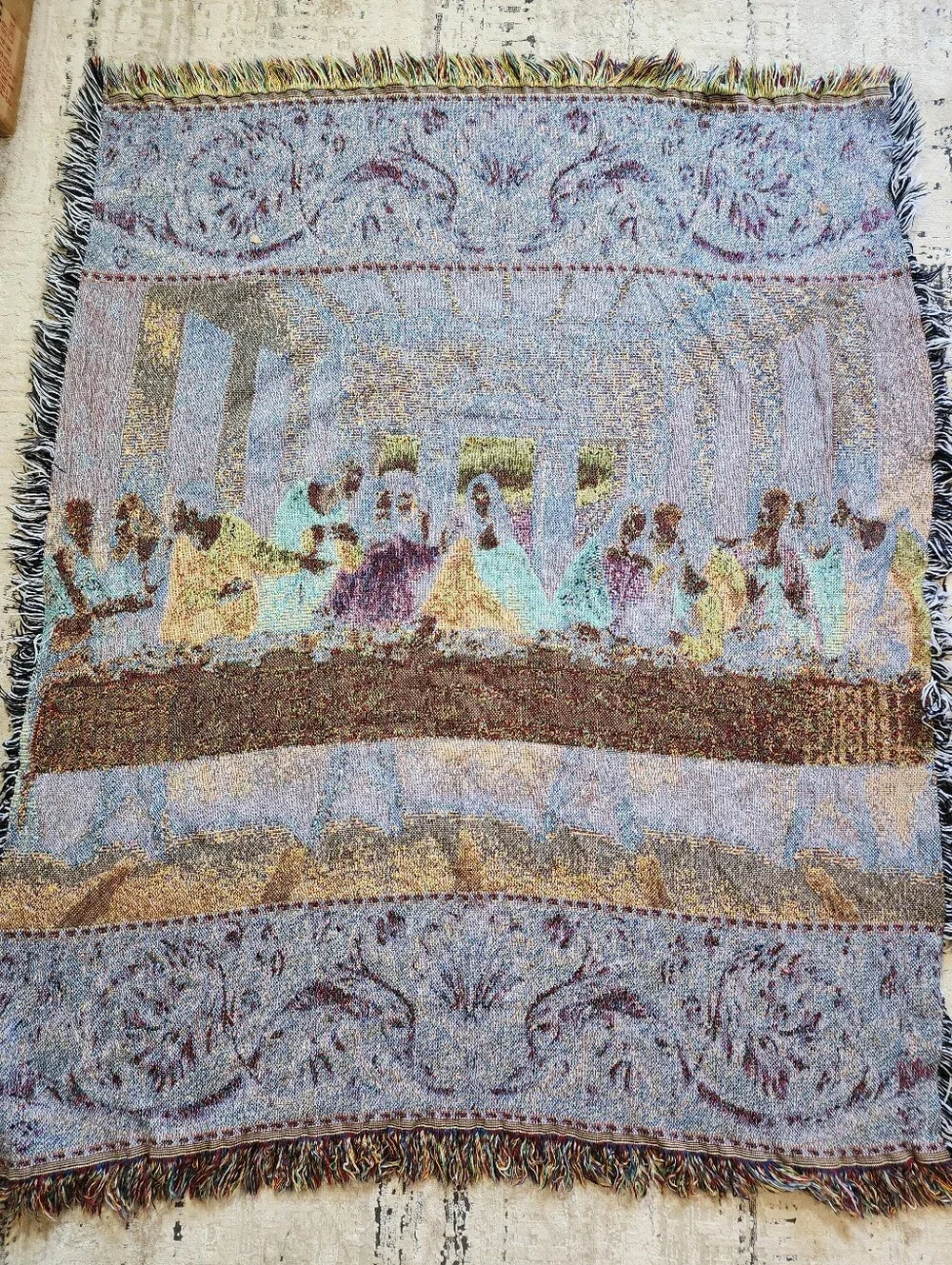 The Last Supper Tapestry Throw Blanket Multicolor 51×42 Chritian Religious Jesus